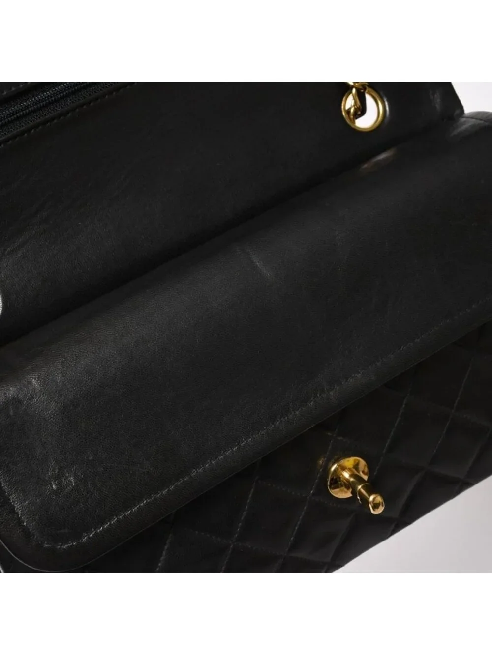 Chanel Quilted 25 Double Flap Chain Shoulder Bag Lambskin CC Logo Black